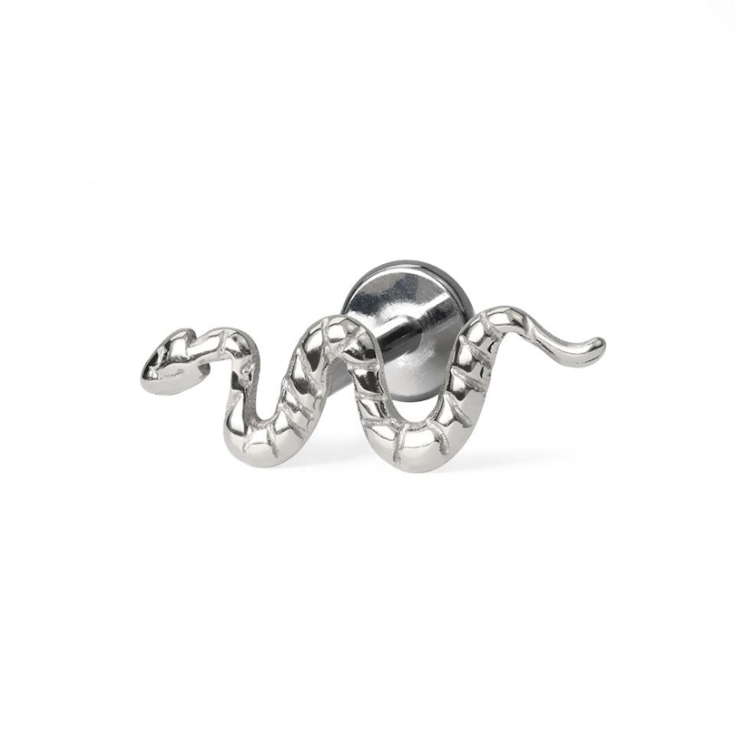 Push-in titanium labret with a snake Body Piercing