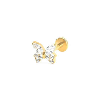 Titanium labret with CZ butterfly