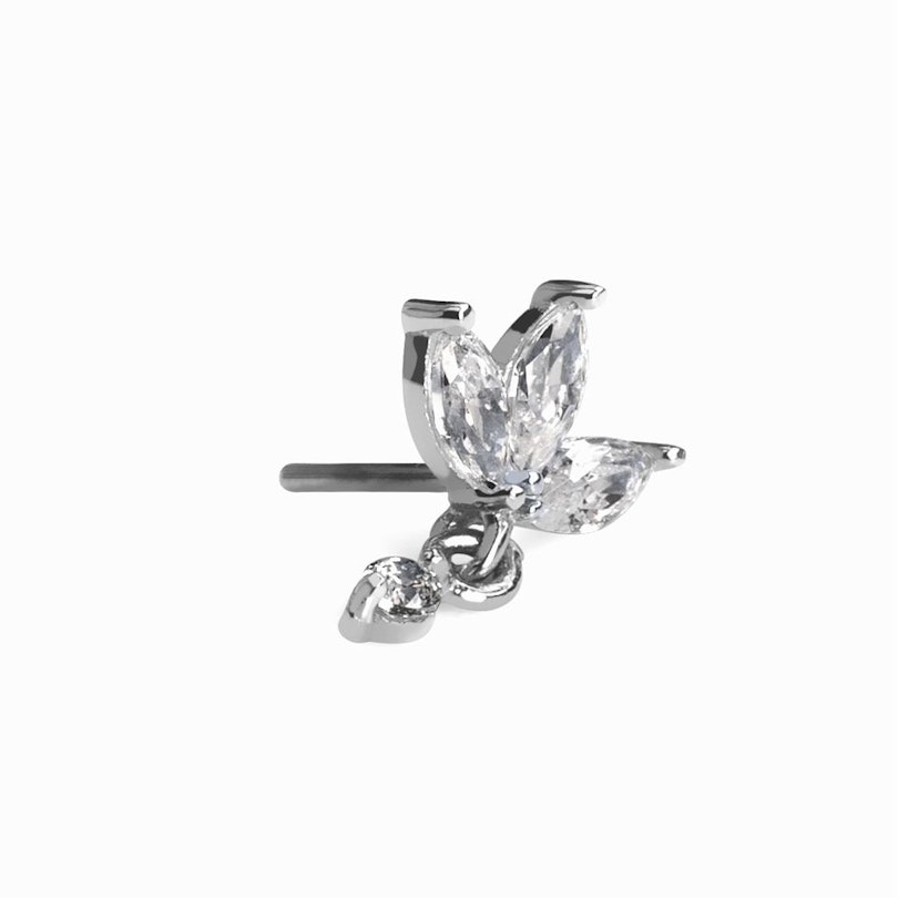 14k gold lotus flower push in top with charm Body Piercing
