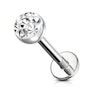 Labret with crystal gem dome top Piercing Jewelry