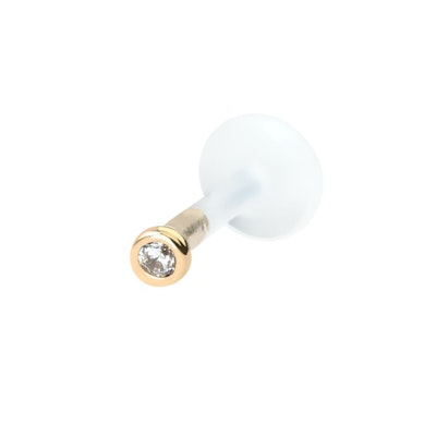 Labret with jeweled 14k gold top and ptfe post