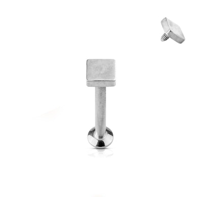 Labret with internally threaded post and square top