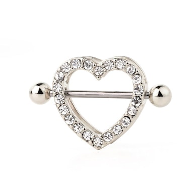 Nipple shield with studded heart shape