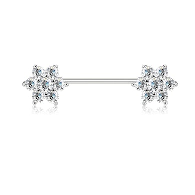 Brystpiercing med blomster af sten-Blank-Klar