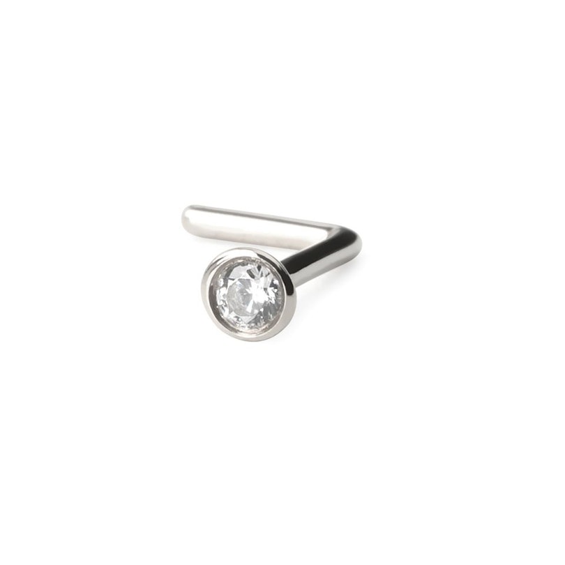 14k gold nose ring with bezel-set crystal gem Piercings
