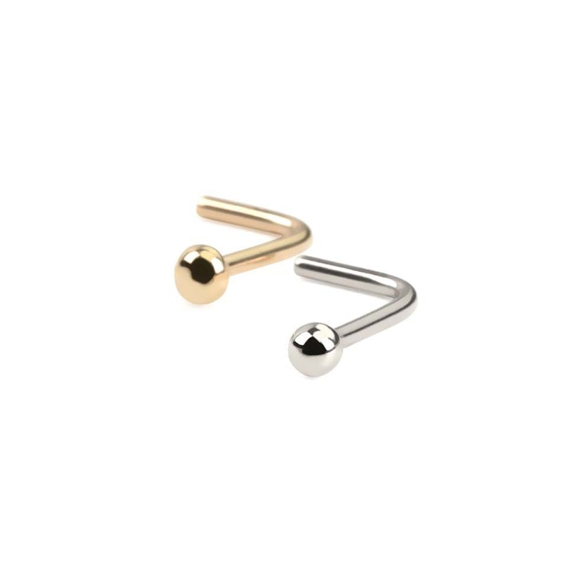 Nose ring made of 14k gold with ball Body Jewelry