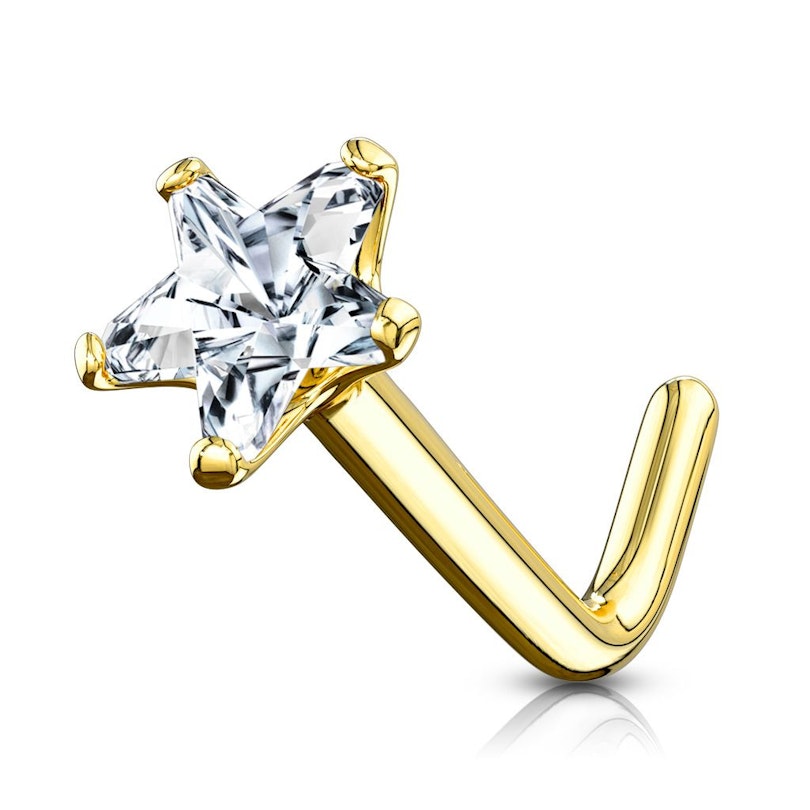 Nose ring made of 14k gold with star-shaped stone Piercing