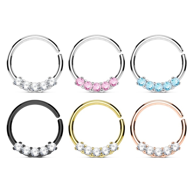 Septum ring of a small size with tiny stones Piercing Jewelry