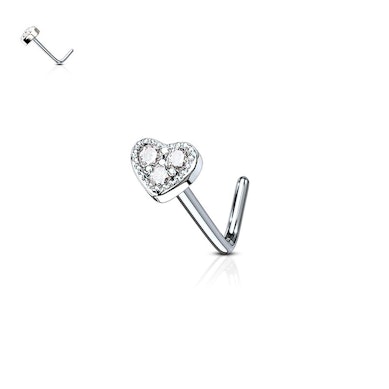 Nose ring with heart and three stones