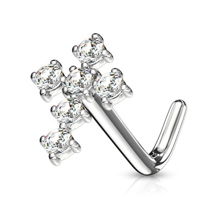 Nose ring made of 14k gold with studded cross