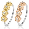 Ring with four flowers on the side with stones Piercing