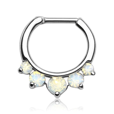 Septumpiercing med store opalitesten-Klar