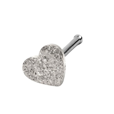 Nose stud with diamond effect heart