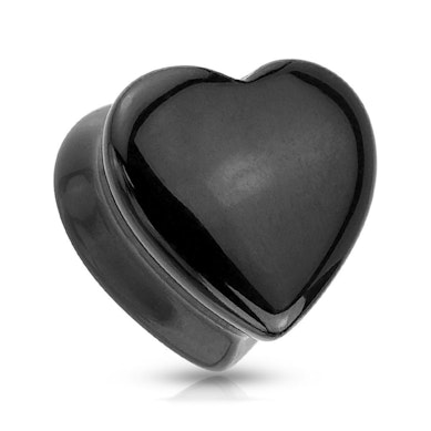 Plug iz črnega oniksa v obliki srca
