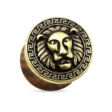 Plug made of wood with lion head