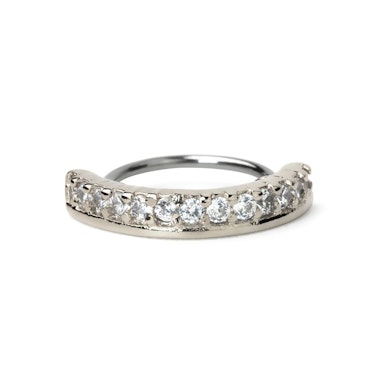 Twist ring with half circle and stones
