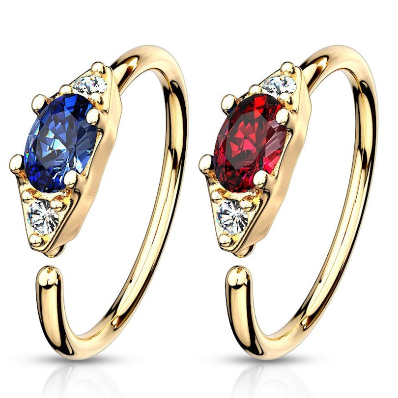 Seamless ring with oval gem in a variety of colors Piercing