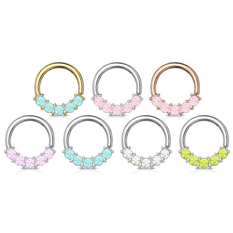 Ring with reflective stones at the front Body Piercing