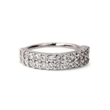 Ring with double row of clear stones