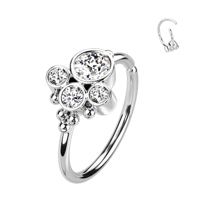 Twist ring with round stone ball cluster design Body Piercing
