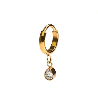 Titanium ring with teardrop dangle