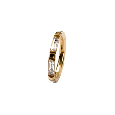 Titanium ring with baguette cut stones