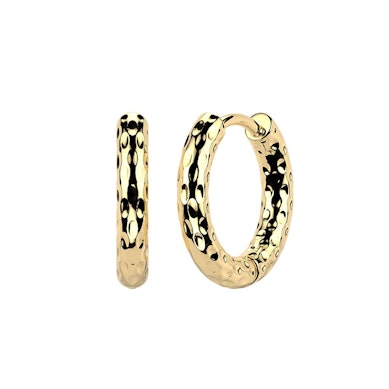 Pair of hammered hoop huggy earrings