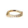 Hinged segment ring with stone-paved crossover arch Piercing Jewelry
