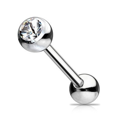 Tungepiercing af titanium med sten-Klar