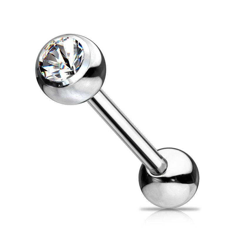Tongue barbell made of titanium with bezel-set gem Body Piercing