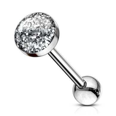 Tungepiercing med glimmerkugle-Klar
