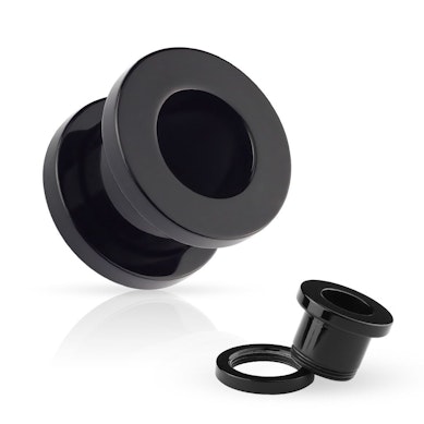 Tunnel made in black acrylic with screw thread.