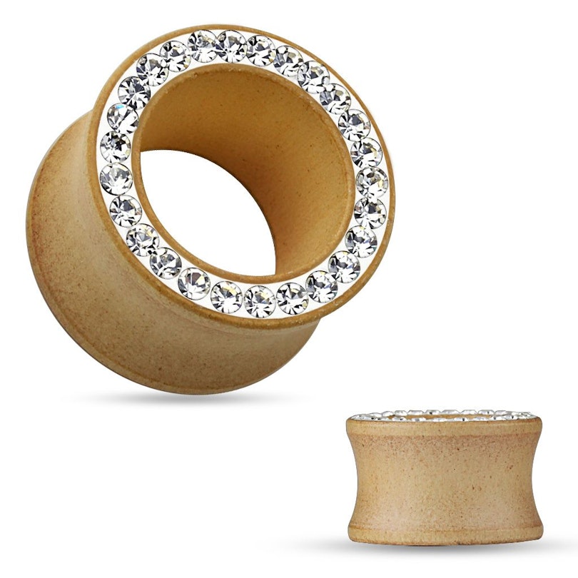 Tunnel with studded edge made of light tone wood Piercing