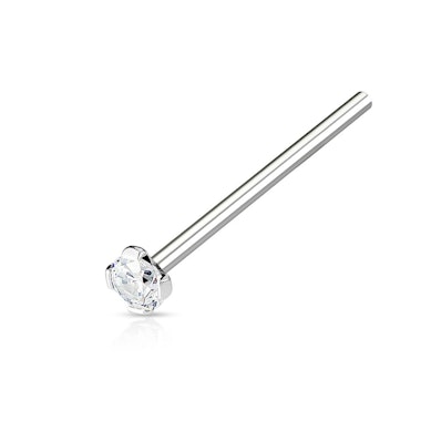 Fishtail nose stud with prong set stone