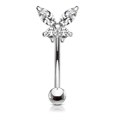 Curved barbell with studded butterfly