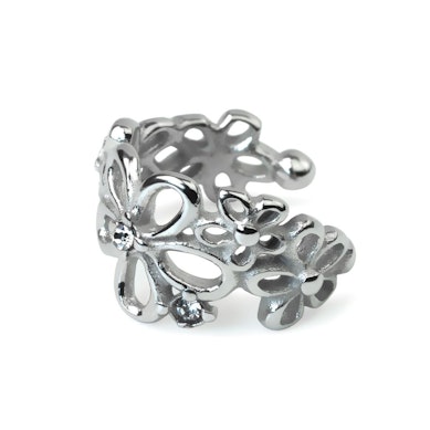 Ear cuff with flowers in surgical steel