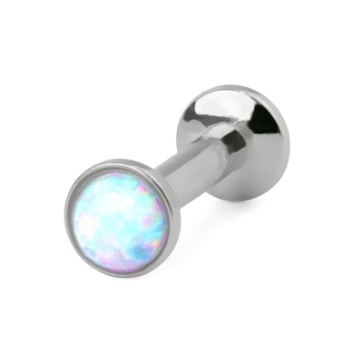 Push-in labret with opal