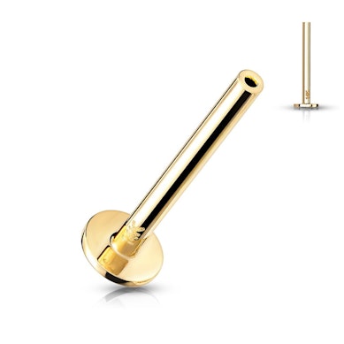 Push-in labret made of 14K gold