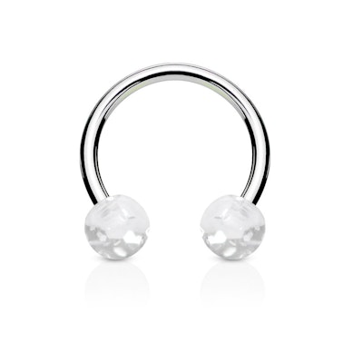 Circular barbell with glitter balls