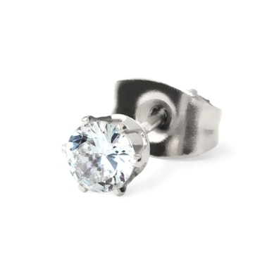 Ear stud with crystal clear gem