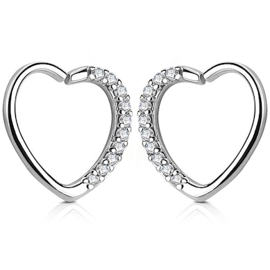 Ear piercing heart-shaped with studded edge