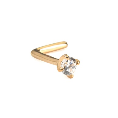 Nose ring made of 14k gold with round stone