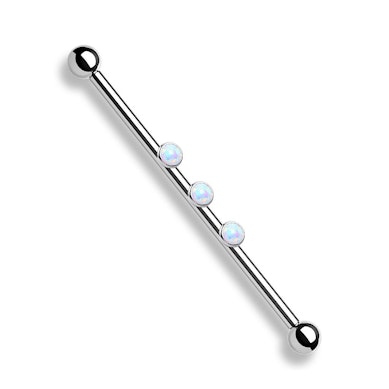 Industrial barbell with 3 internal threaded opals