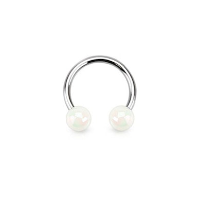 Circular barbell with metallic look acrylic balls