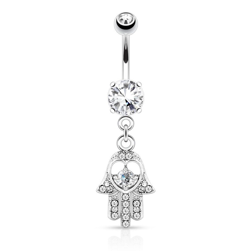 Surgical Steel Turquoise Palm Hamsa Hand of Fatima Belly Button Navel Ring Surgical Steel Turquoise Palm Hamsa Hand of Fatima Belly Button Navel Ring