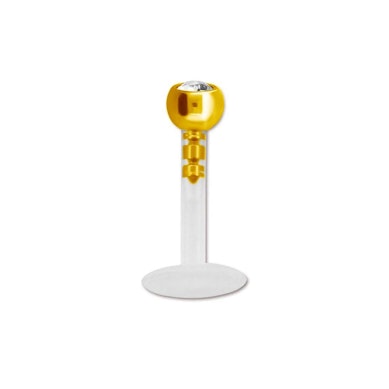Labret made of ptfe with bezel-set top gem