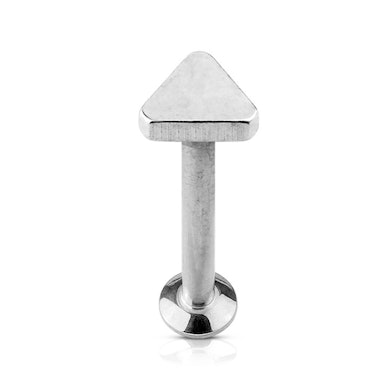 Labret with internally threaded post and triangular top