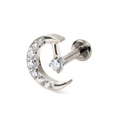 Moon and star labret in titanium