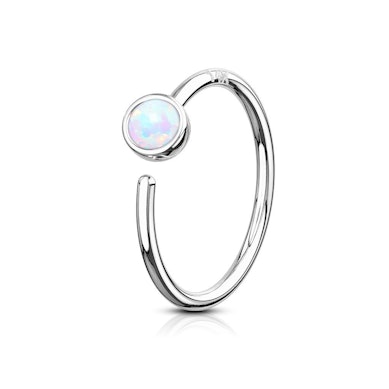 14k gold seamless ring with simulated opal stone