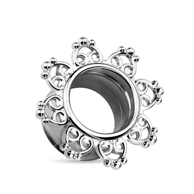 Tunnel made of surgical steel with tribal design